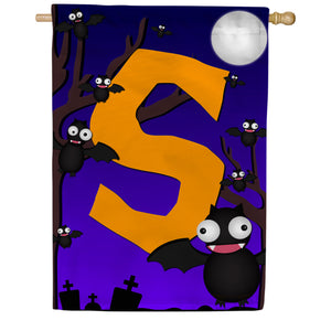 Crazy Bat Party Monogram Double Sided House Flag