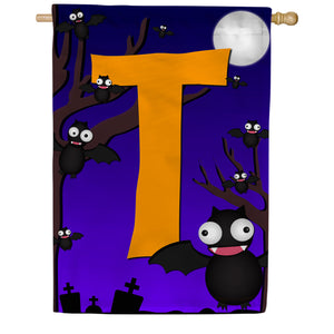 Crazy Bat Party Monogram Double Sided House Flag