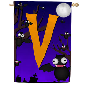 Crazy Bat Party Monogram Double Sided House Flag