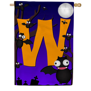 Crazy Bat Party Monogram Double Sided House Flag