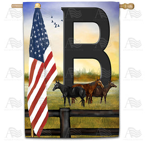 American Country Sunrise Monogram Double Sided House Flag