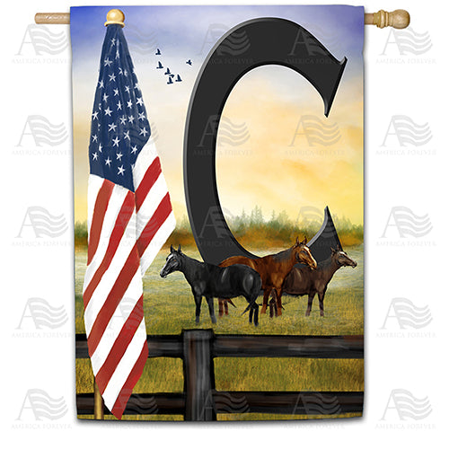 American Country Sunrise Monogram Double Sided House Flag