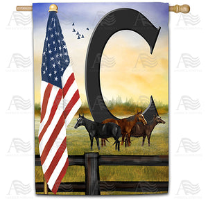 American Country Sunrise Monogram Double Sided House Flag
