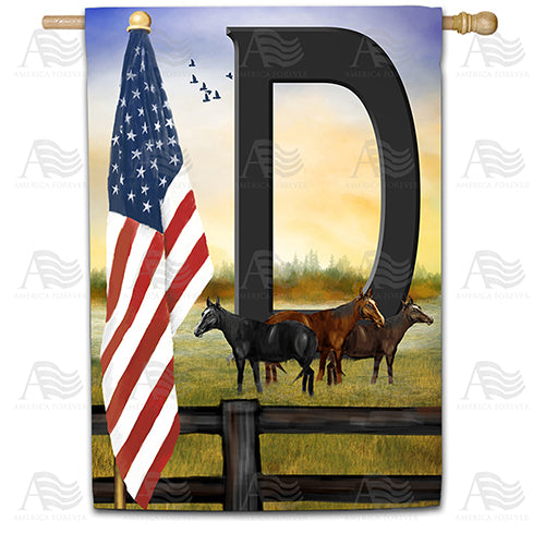 American Country Sunrise Monogram Double Sided House Flag