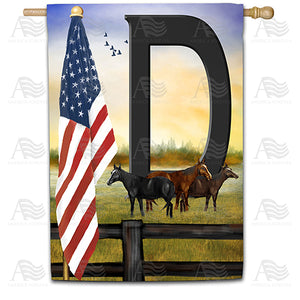 American Country Sunrise Monogram Double Sided House Flag