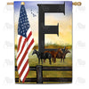 American Country Sunrise Monogram Double Sided House Flag