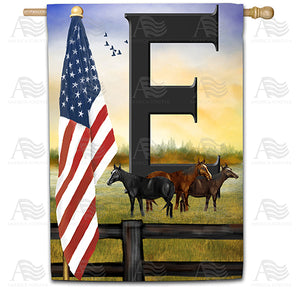 American Country Sunrise Monogram Double Sided House Flag