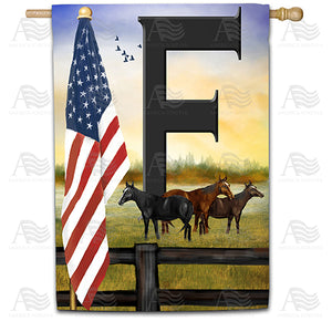 American Country Sunrise Monogram Double Sided House Flag