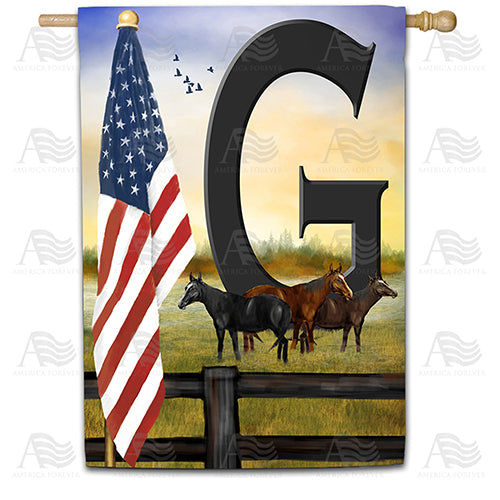 American Country Sunrise Monogram Double Sided House Flag