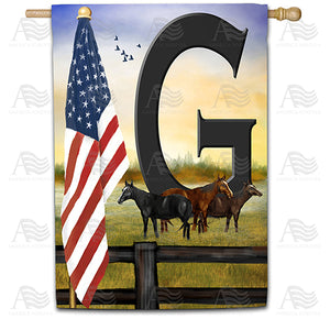 American Country Sunrise Monogram Double Sided House Flag