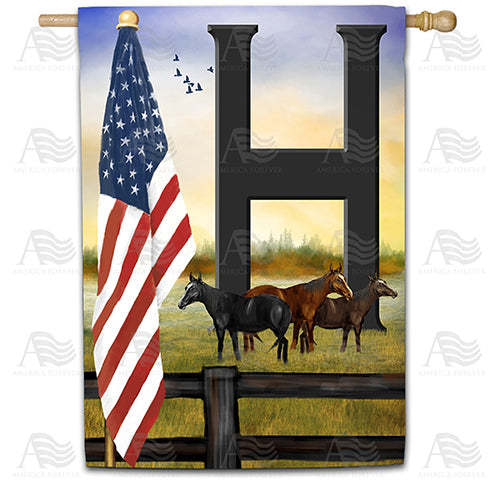 American Country Sunrise Monogram Double Sided House Flag