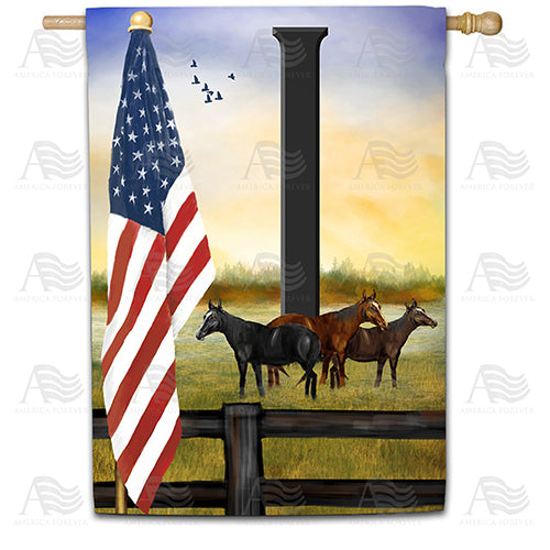 American Country Sunrise Monogram Double Sided House Flag