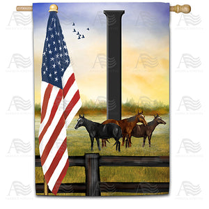 American Country Sunrise Monogram Double Sided House Flag