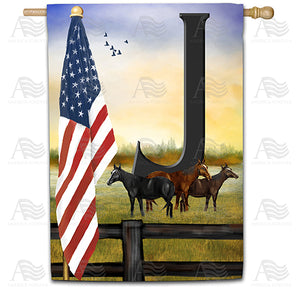 American Country Sunrise Monogram Double Sided House Flag