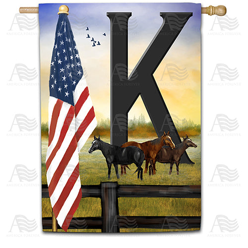 American Country Sunrise Monogram Double Sided House Flag