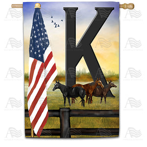 American Country Sunrise Monogram Double Sided House Flag