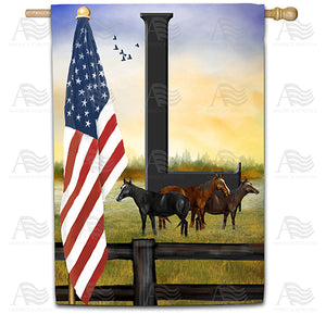 American Country Sunrise Monogram Double Sided House Flag