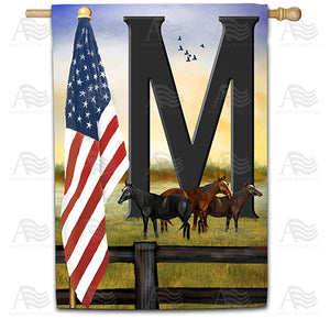 American Country Sunrise Monogram Double Sided House Flag