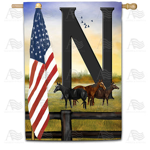 American Country Sunrise Monogram Double Sided House Flag