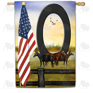 American Country Sunrise Monogram Double Sided House Flag