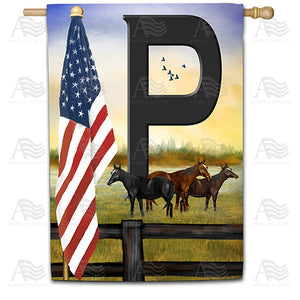 American Country Sunrise Monogram Double Sided House Flag