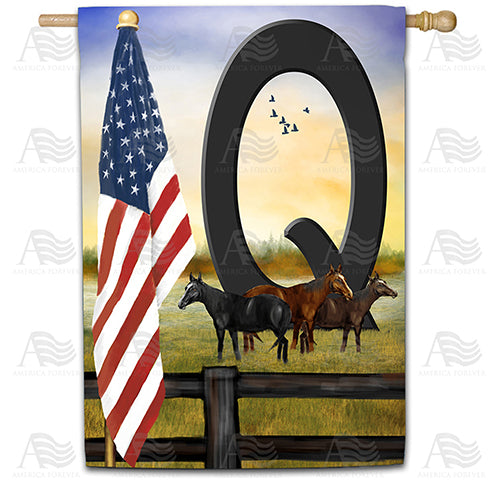 American Country Sunrise Monogram Double Sided House Flag