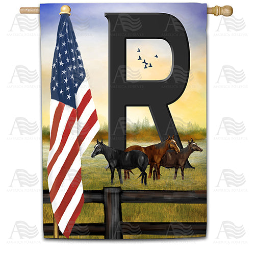 American Country Sunrise Monogram Double Sided House Flag