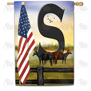 American Country Sunrise Monogram Double Sided House Flag