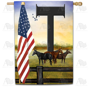 American Country Sunrise Monogram Double Sided House Flag