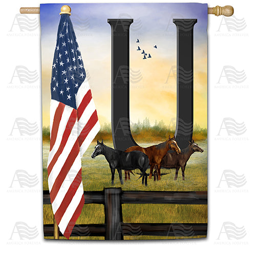 American Country Sunrise Monogram Double Sided House Flag