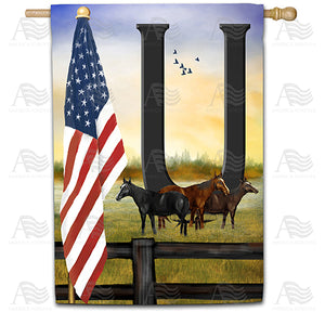 American Country Sunrise Monogram Double Sided House Flag