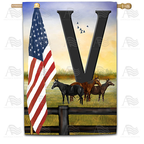 American Country Sunrise Monogram Double Sided House Flag