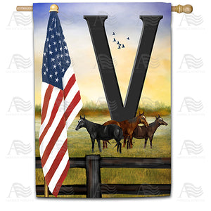 American Country Sunrise Monogram Double Sided House Flag