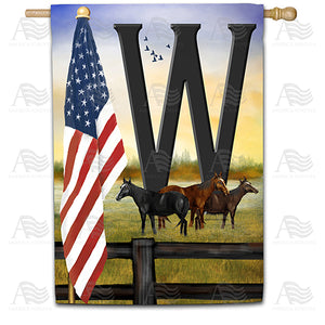 American Country Sunrise Monogram Double Sided House Flag