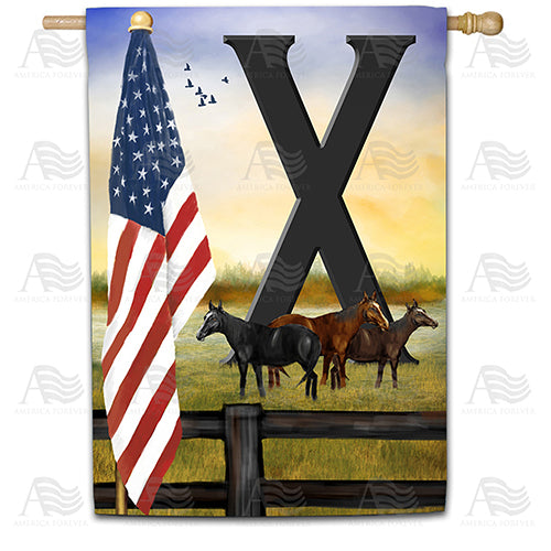 American Country Sunrise Monogram Double Sided House Flag