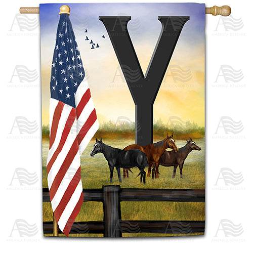 American Country Sunrise Monogram Double Sided House Flag