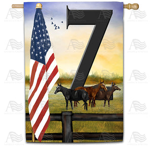 American Country Sunrise Monogram Double Sided House Flag