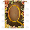 Pumpkins & Leaves Monogram Double Sided House Flag