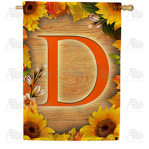 Autumn Sunflowers Monogram Double Sided House Flag