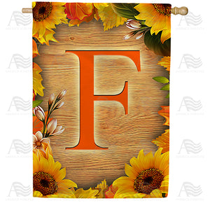 Autumn Sunflowers Monogram Double Sided House Flag