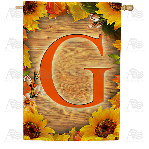 Autumn Sunflowers Monogram Double Sided House Flag
