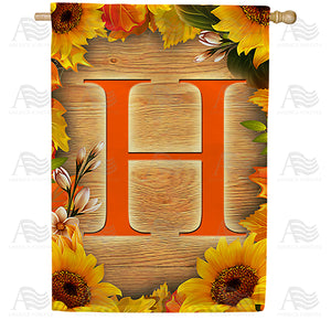 Autumn Sunflowers Monogram Double Sided House Flag