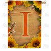 Autumn Sunflowers Monogram Double Sided House Flag