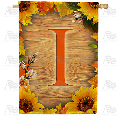 Autumn Sunflowers Monogram Double Sided House Flag
