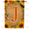 Autumn Sunflowers Monogram Double Sided House Flag
