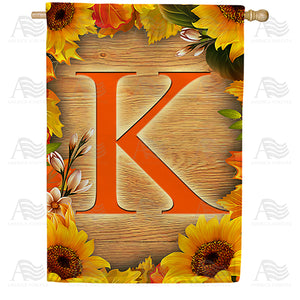 Autumn Sunflowers Monogram Double Sided House Flag