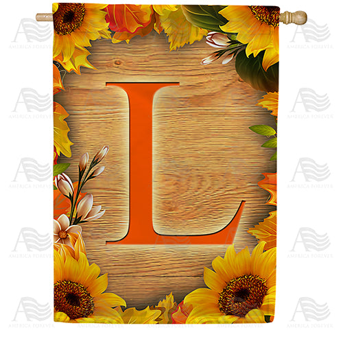 Autumn Sunflowers Monogram Double Sided House Flag