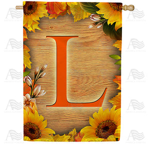 Autumn Sunflowers Monogram Double Sided House Flag