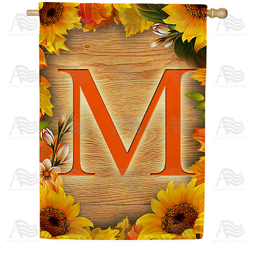 Autumn Sunflowers Monogram Double Sided House Flag