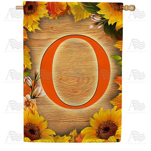 Autumn Sunflowers Monogram Double Sided House Flag